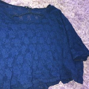 Brandy Melville blue lace flowy short sleeve